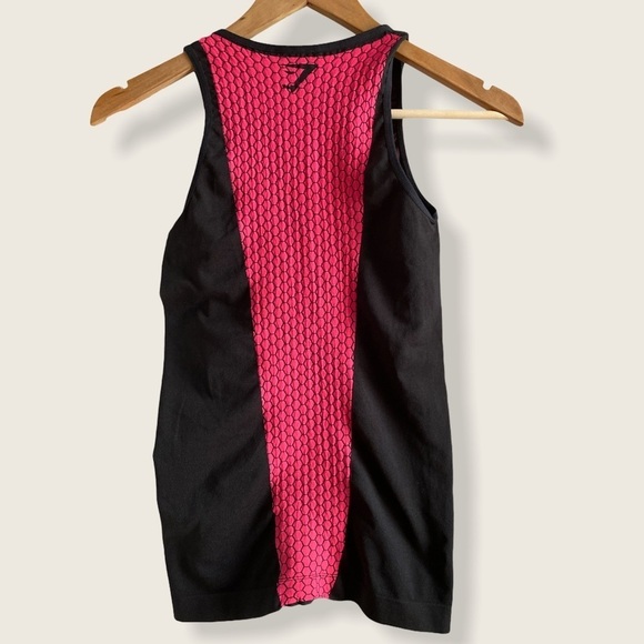 Gymshark Cerise Hex Pink and Black Tank Top - Picture 2 of 5